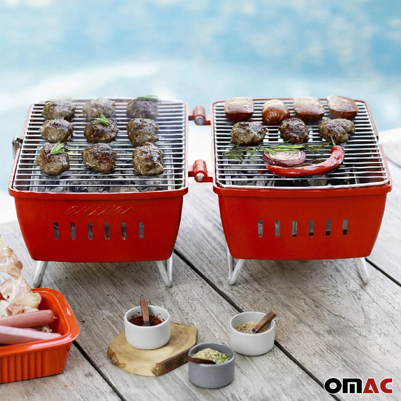 Charcoal Grill Portable Grill Garden Outdoor Red Picnic Grill 13 Pcs BBQ