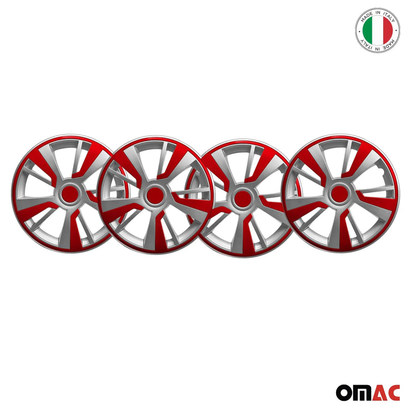 Twintone Hub Caps Wheel Cover 15" Grey & Red Insert Full Set 4 pcs.