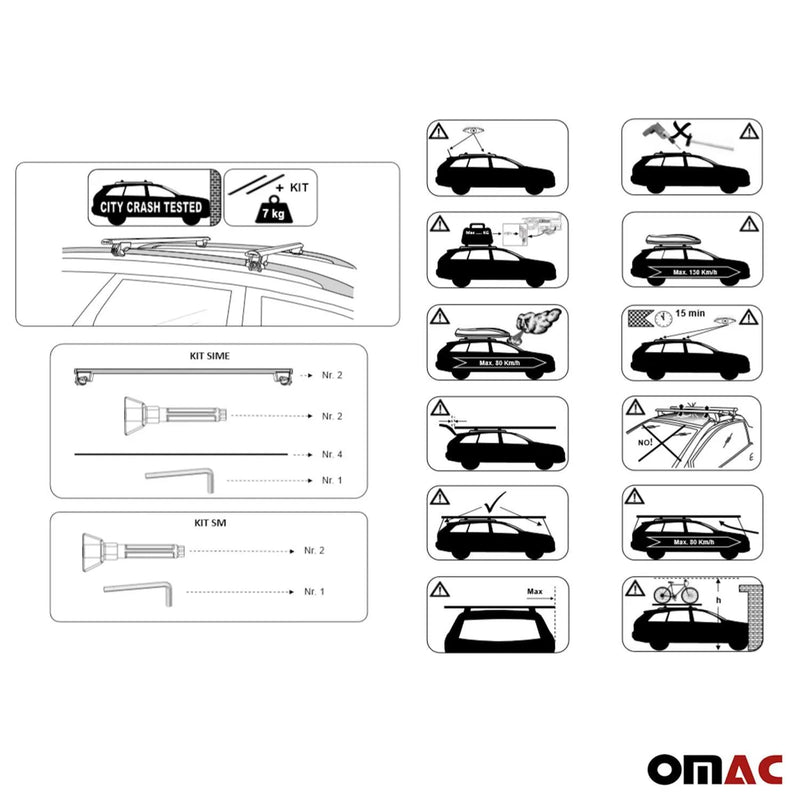 2017-2024 Mini Cooper Countryman F60 Roof Rack Cross Bars Silver