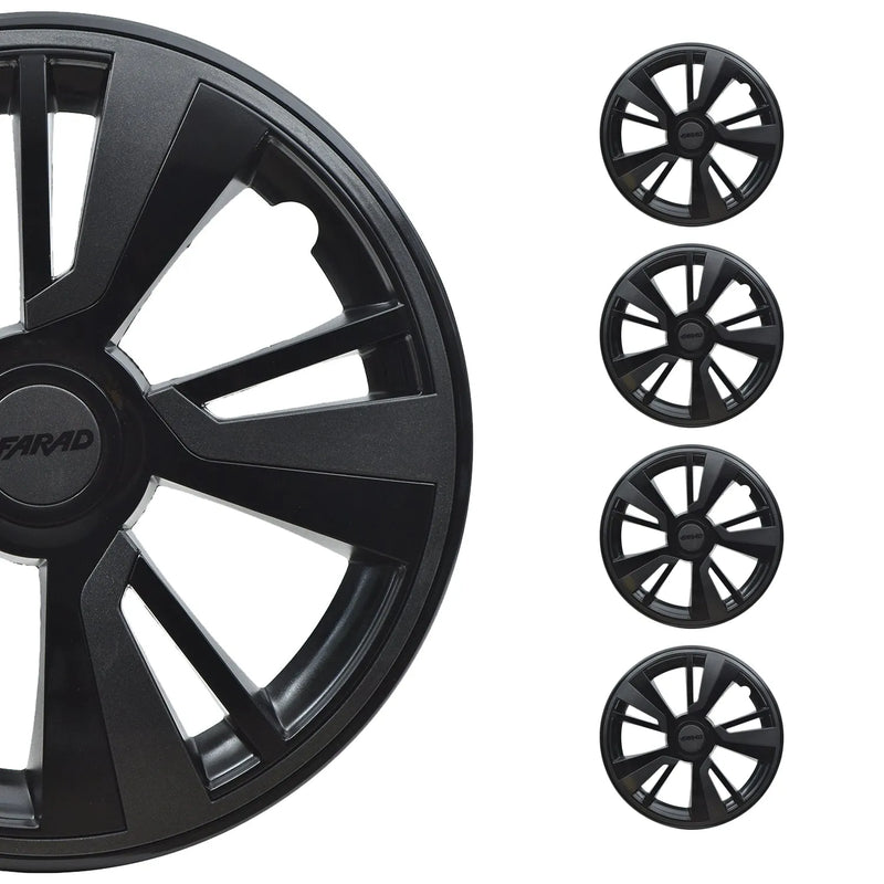 Twintone Hub Caps Wheel Cover 16" Black & Dark Gray Insert Full Set 4 pcs.