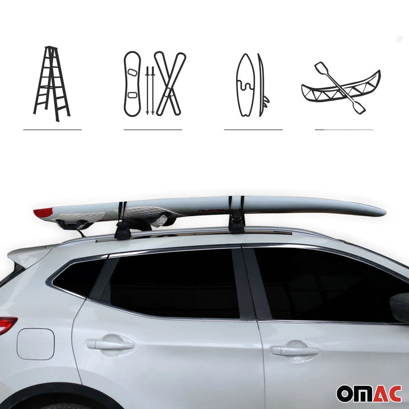 19" Roof Rack Pads Surfboard Windsurf Crossbar Pads for Fiat Black 2 Pcs