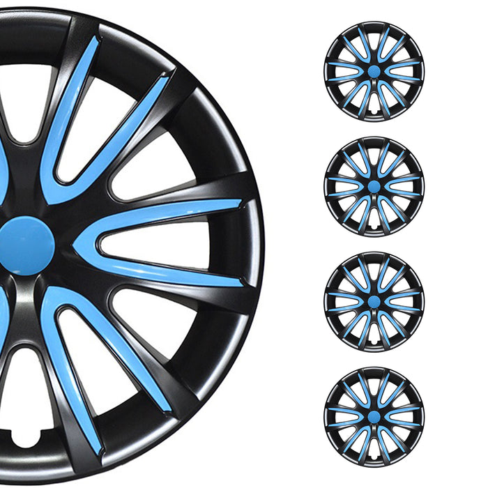 15" Wheel Covers Hubcaps for Hyundai Elantra Black Blue Gloss