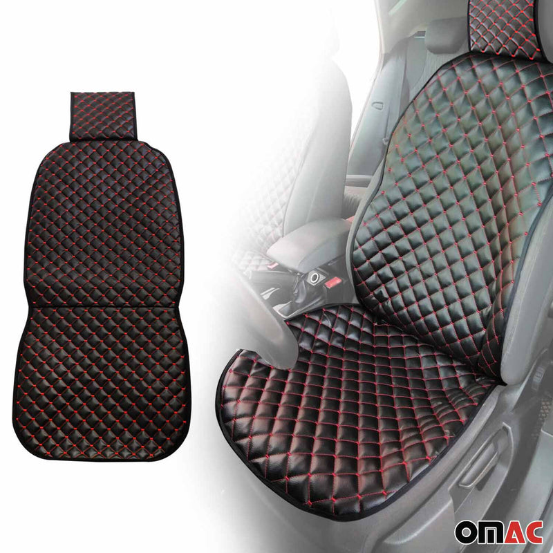 Genesis Leather Breathable Front Seat Cover Pads Black Red 1Pc