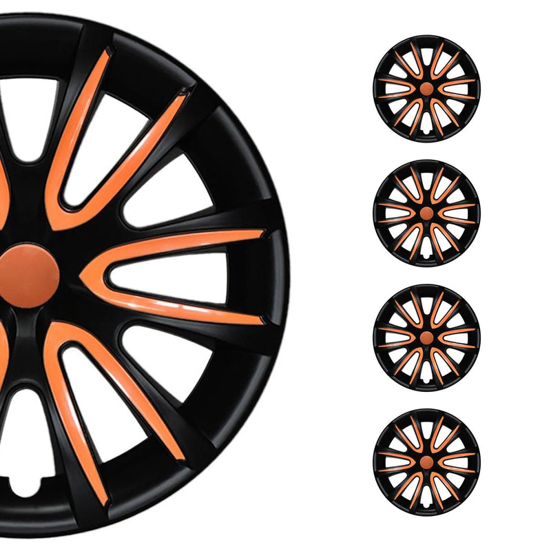 15" Wheel Covers Hubcaps for Audi Black Matt Orange Matte - OMAC USA