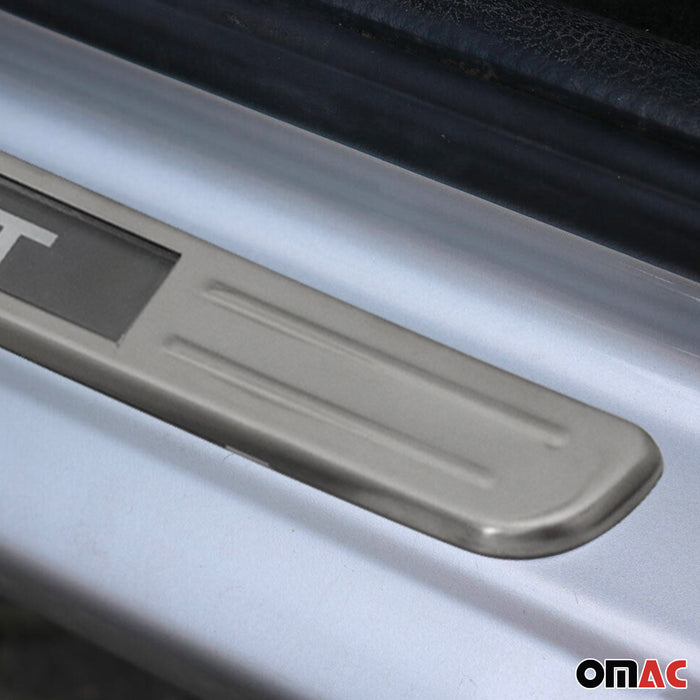 Door Sill Scuff Plate Illuminated for Nissan Steel Silver 4 Pcs