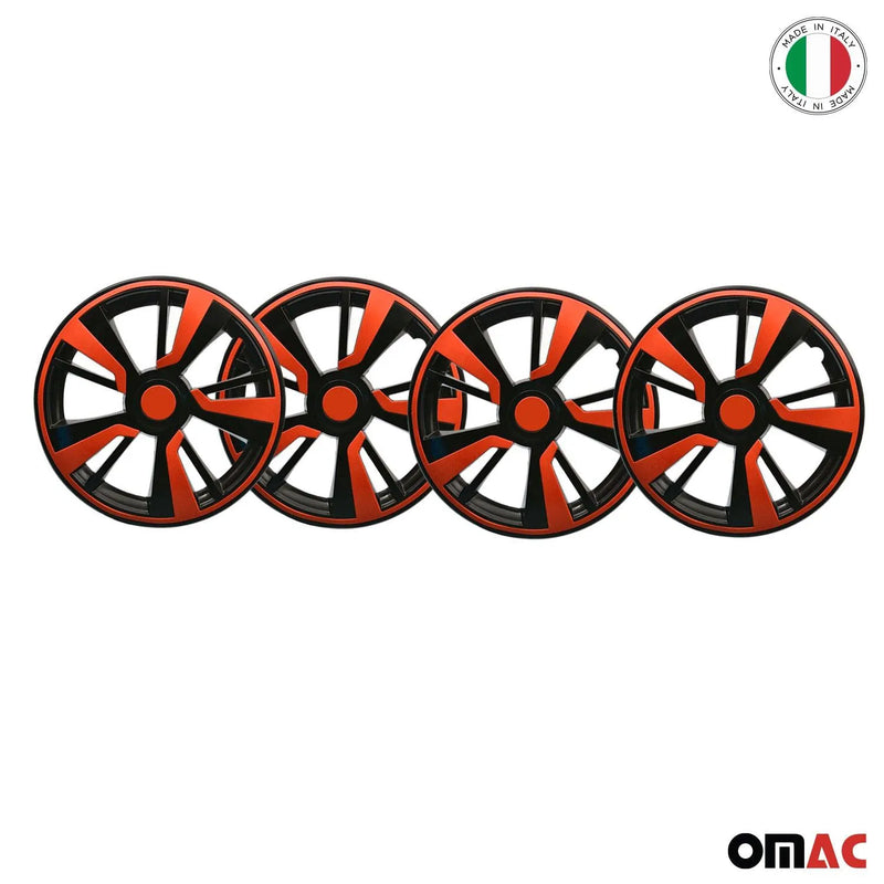 Twintone Hub Caps Wheel Cover 15" Black Matt & Orange Insert Full Set 4 pcs.