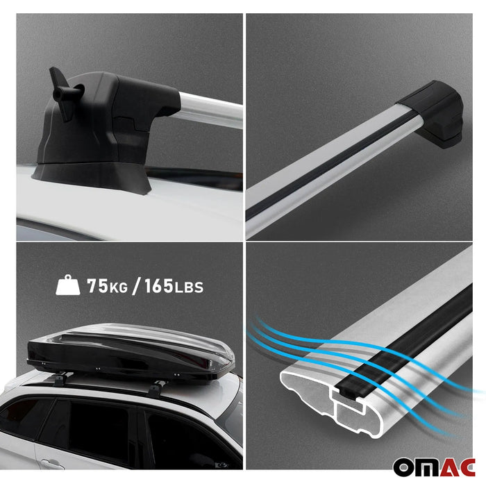 Fix Points Roof Racks Cross Bar Carrier for Mazda CX-7 2007-2012 Alu Silver 2x