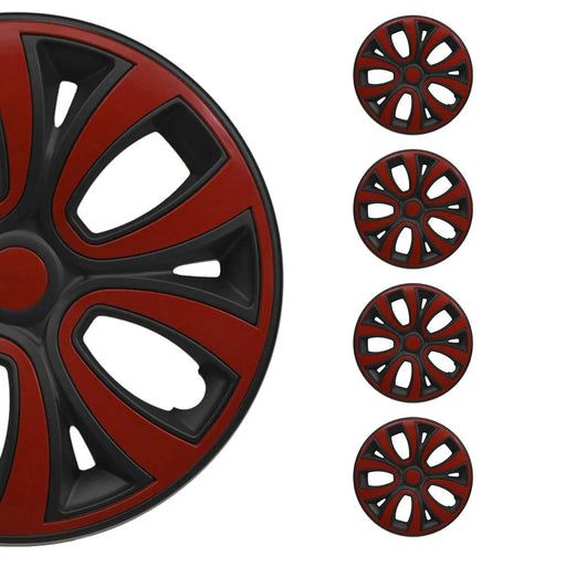 15" Set of 4 Pcs Wheel Covers for Matt Red with Black Hub Caps fit R15 Steel Rim - OMAC USA