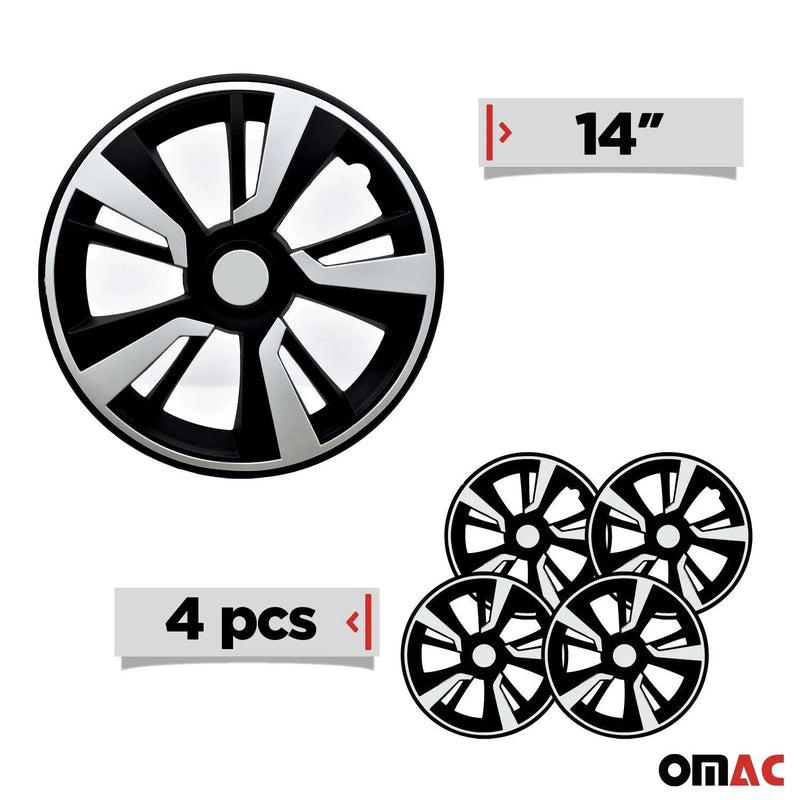 Twintone Hub Caps Wheel Cover 14" Black & White Insert Full Set 4 pcs.