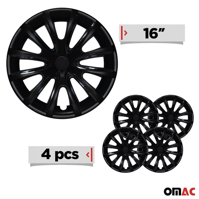 16" Wheel Covers Hubcaps for Dodge Grand Caravan Black Matt Matte