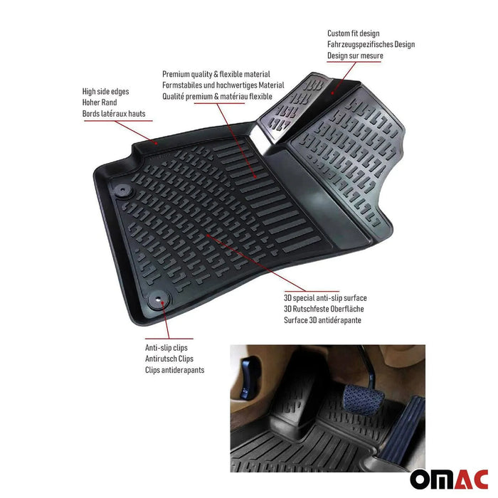 OMAC Floor Mats Liner for Mercedes E Class W124 Sedan 1989-1992 TPE Black 4x