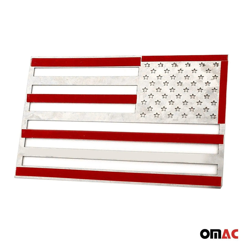 US American Flag Brushed Chrome Decal Car Sticker Emblem Steel