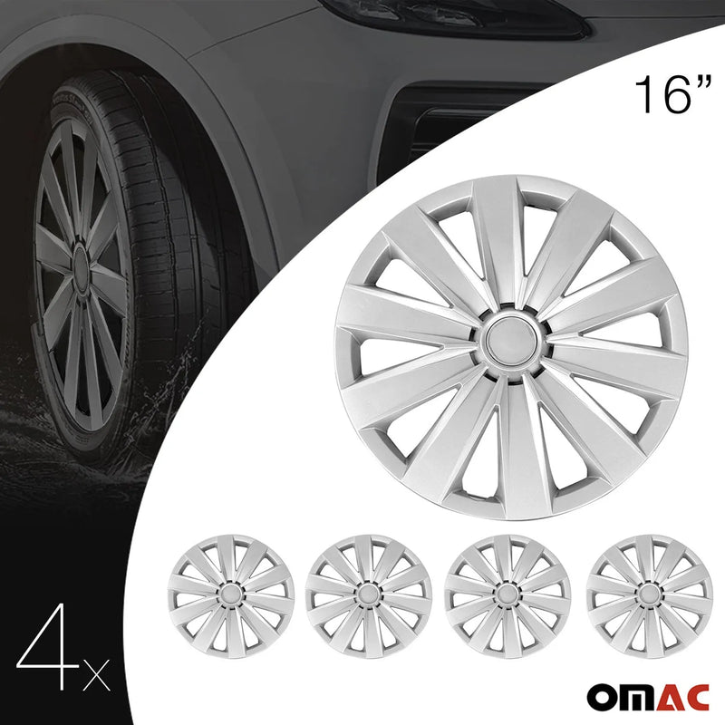 Nevada Hub Caps Wheel Cover 16'' Silver Full Set 4 pcs.