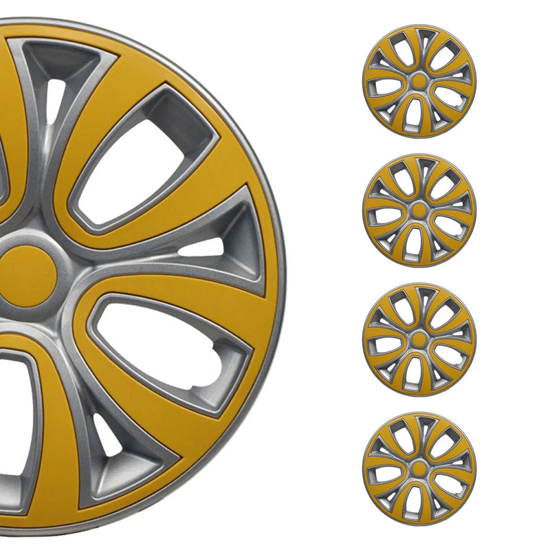 ColorFlex Hub Caps Wheel Cover 15" Gray & Yellow Full Set 4 pcs.