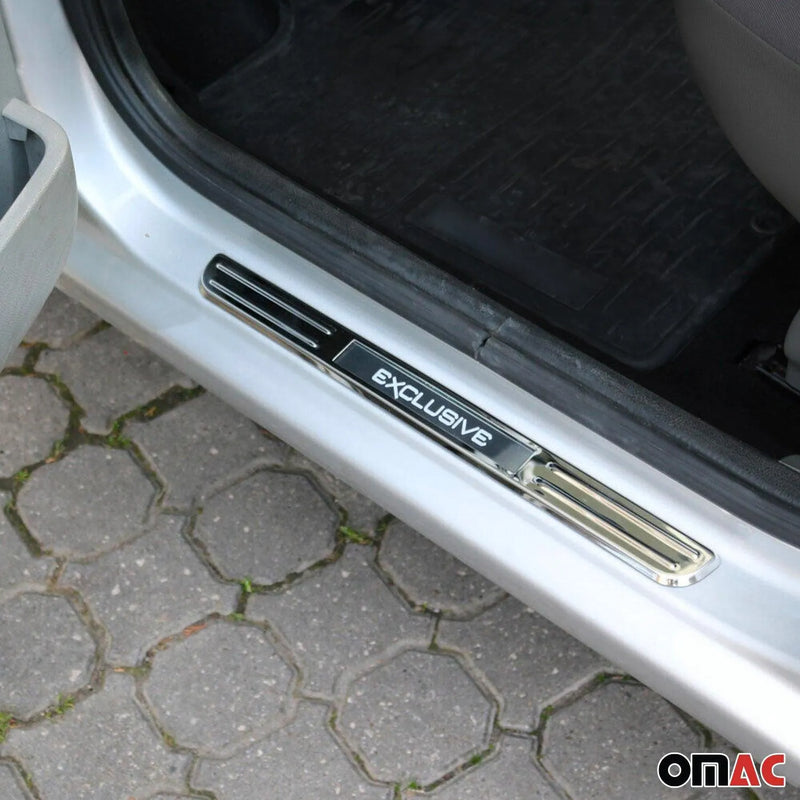 Door Sill Scuff Plate Illuminated for Mercedes E Class Exclusive Steel Silver 4x