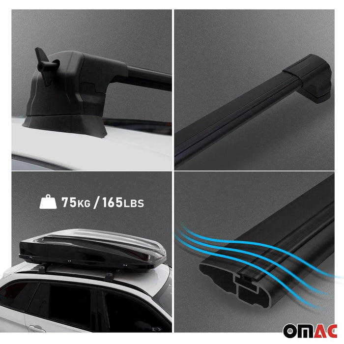 Fix Points Roof Racks Cross Bar for BMW 3 Series F30 Sedan 2012-2019 Alu Black