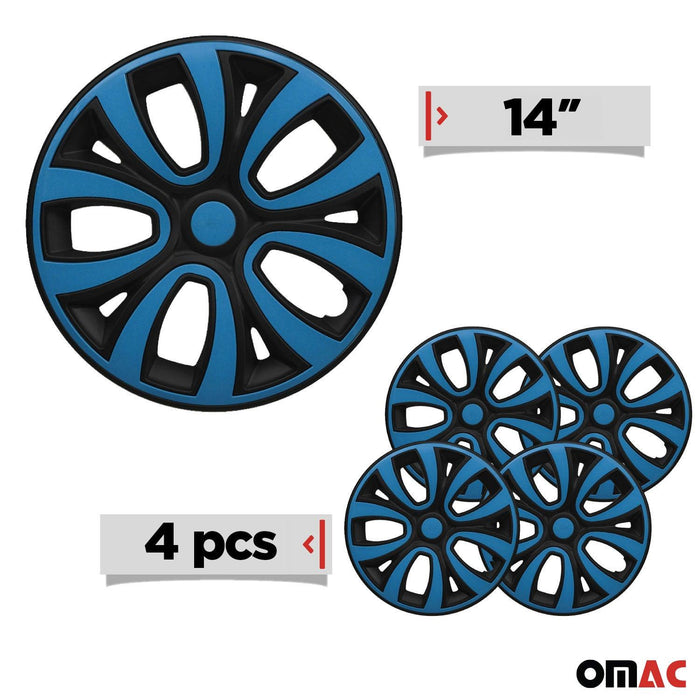 14" Hubcaps Wheel Covers R14 for BMW ABS Black Blue 4Pcs - OMAC USA