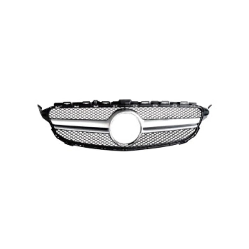 2015-2018 Mercedes C Class W205 Sedan Front Grille Mesh AMG Style Chrome W/O C.Hole