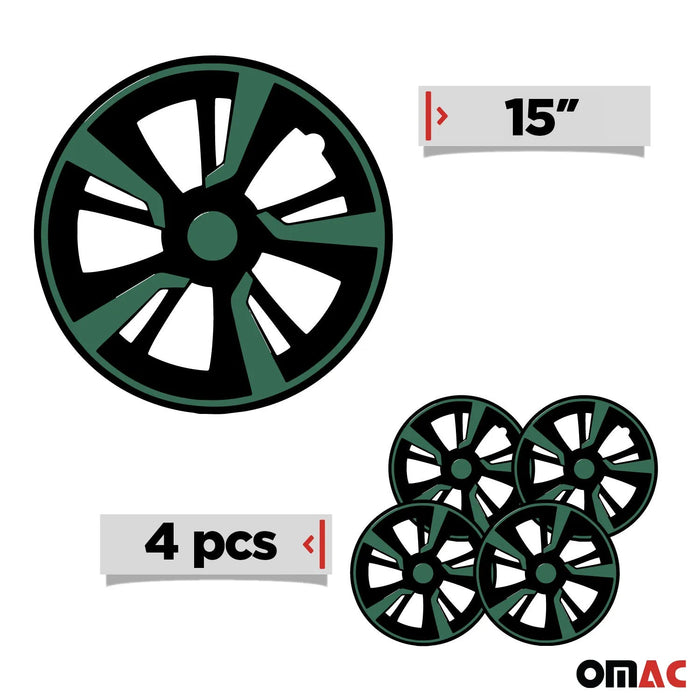 15" Wheel Covers Hubcaps Fits Ford Green Black Gloss