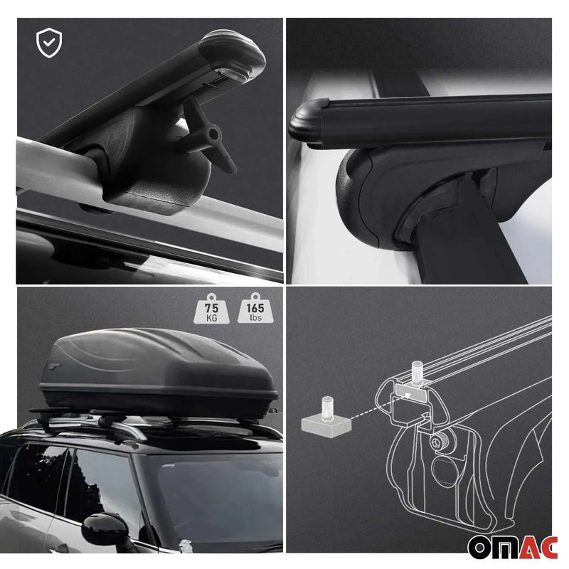 Lockable Roof Rack Cross Bars Carrier for Mercury Mariner 2008-2011 Black - OMAC USA