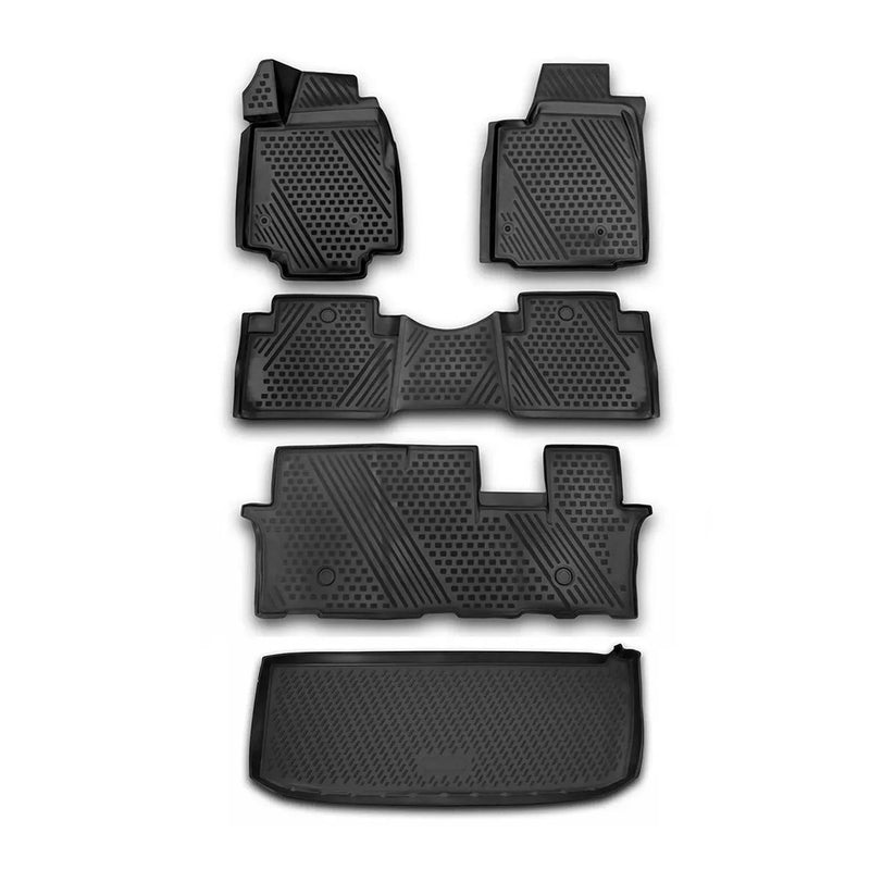 Custom Floor Mats & Cargo Liners for Honda Pilot 2009-2015 Black 5 Pcs - OMAC USA