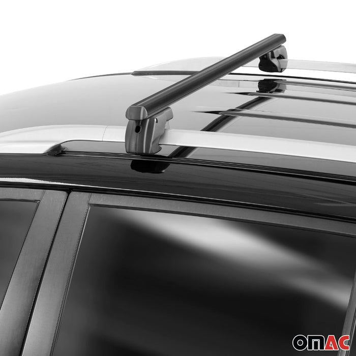 Cross Bar Roof Racks Carrier Aluminium for Kia Rondo 2007-2010 Black 2Pcs