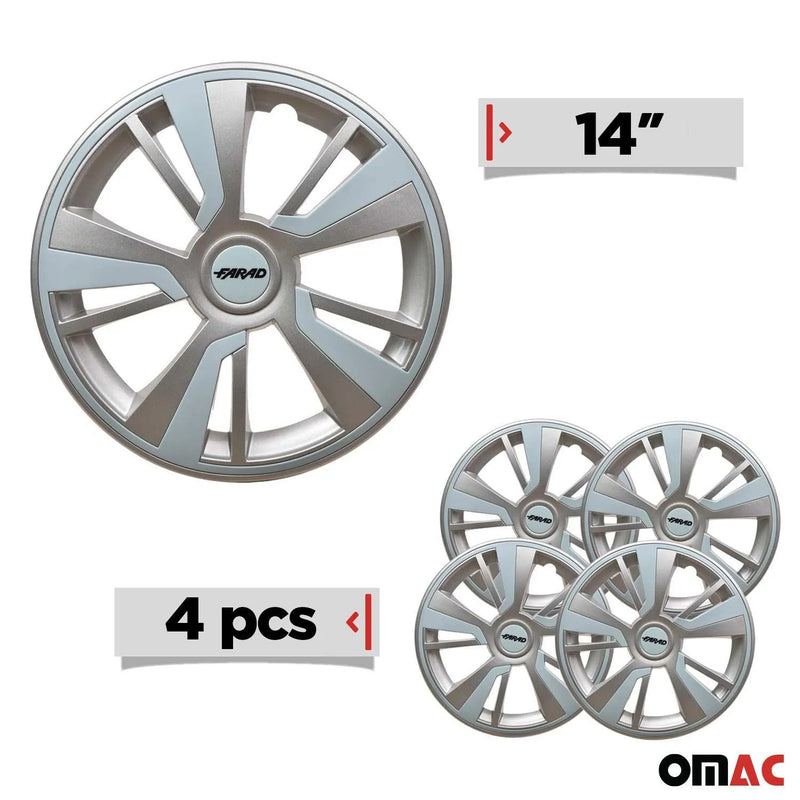 Twintone Hub Caps Wheel Cover 14" Grey & Light Blue Insert Full Set 4 pcs.