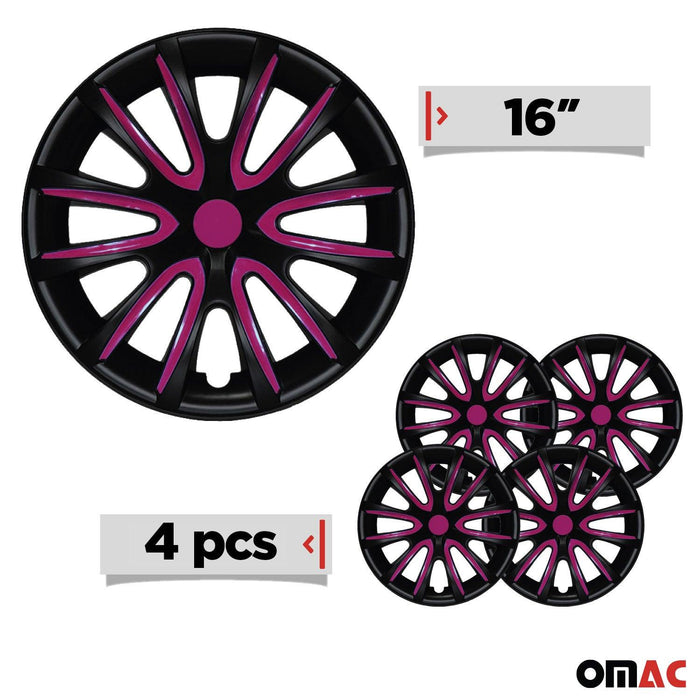 16" Wheel Covers Hubcaps for Hyundai Black Matt Violet Matte - OMAC USA