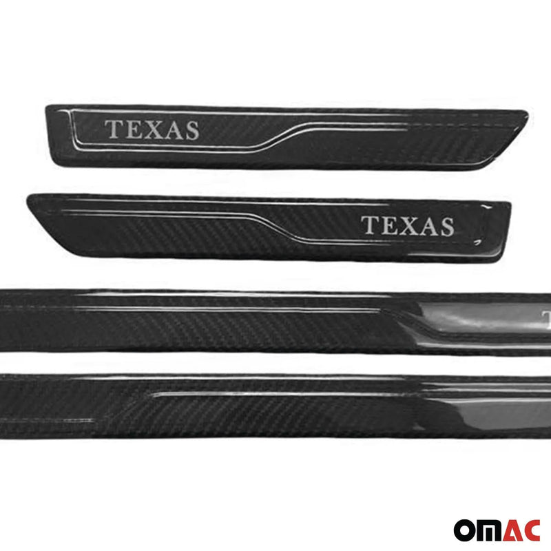 VW Carbon Door Sill Scuff Plate Scratch Protector Carbon Fiber Black 4 Pcs