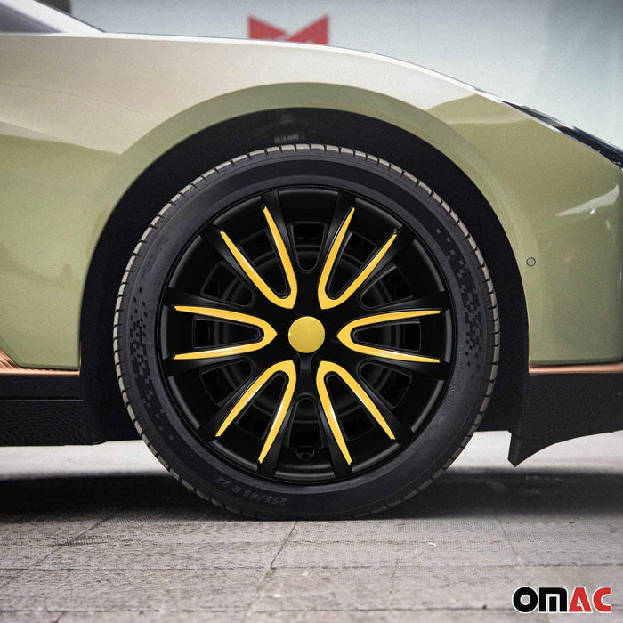 15" Wheel Covers Hubcaps for Toyota Black Matt Yellow Matte