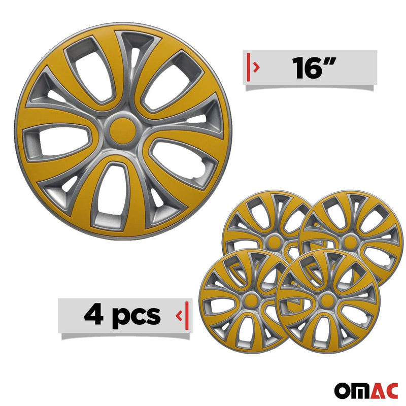 ColorFlex Hub Caps Wheel Cover 16" Gray & Yellow Full Set 4 pcs.