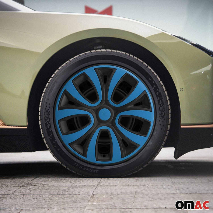 15" Wheel Covers Hubcaps R15 for Audi Black Matt Blue Matte - OMAC USA