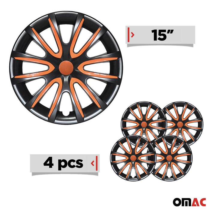 15" Wheel Covers Rims Hubcaps for Mercedes ABS Black Orange 4Pcs