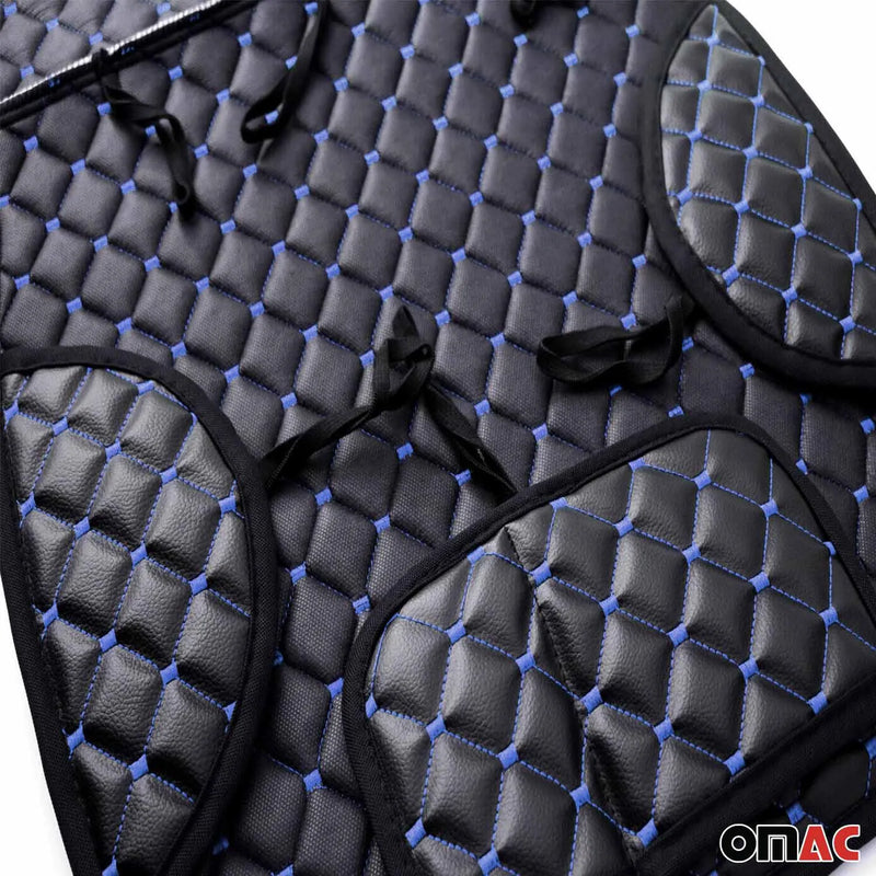 GMC Sierra Leather Breathable Front Seat Cover Pads Black Blue 1Pc