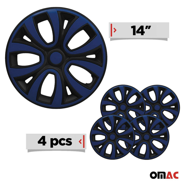 14" Wheel Covers Hubcaps R14 for Ford Black Dark Blue Gloss