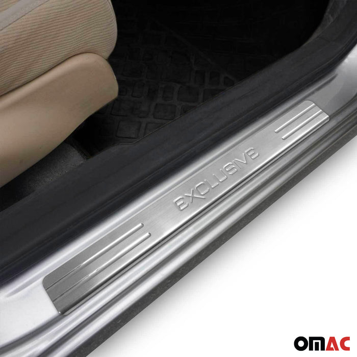 Door Sill Scuff Plate Scratch Protector for Toyota Exclusive Steel Silver 4 Pcs