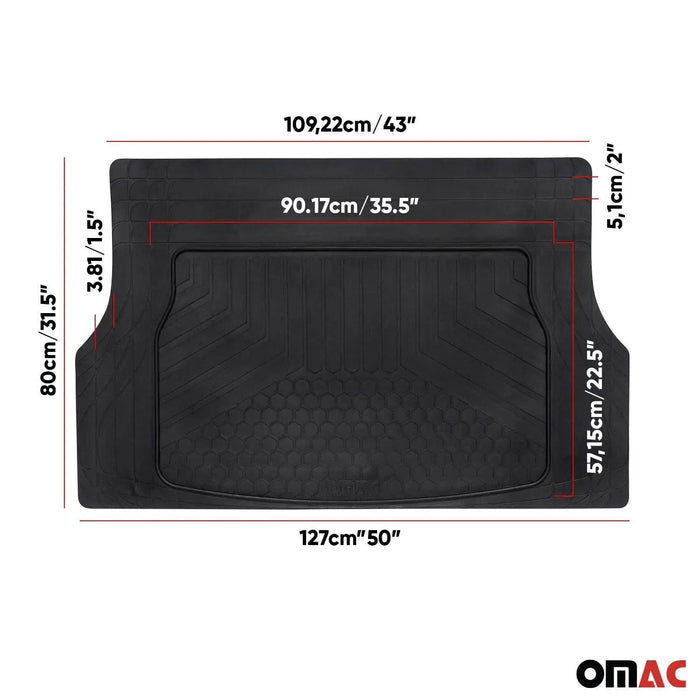 OMAC Cargo Trunk Floor Mat Liner for Car All Weather Trimable Fit Black