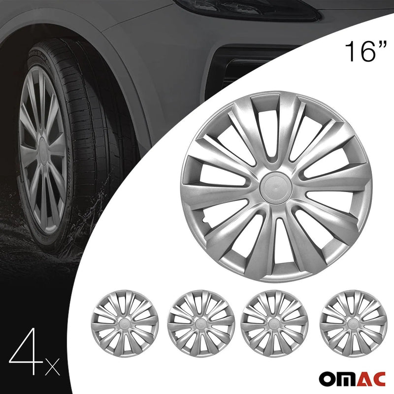 New York Hub Caps Wheel Cover 16" Silver Full Set 4 pcs.