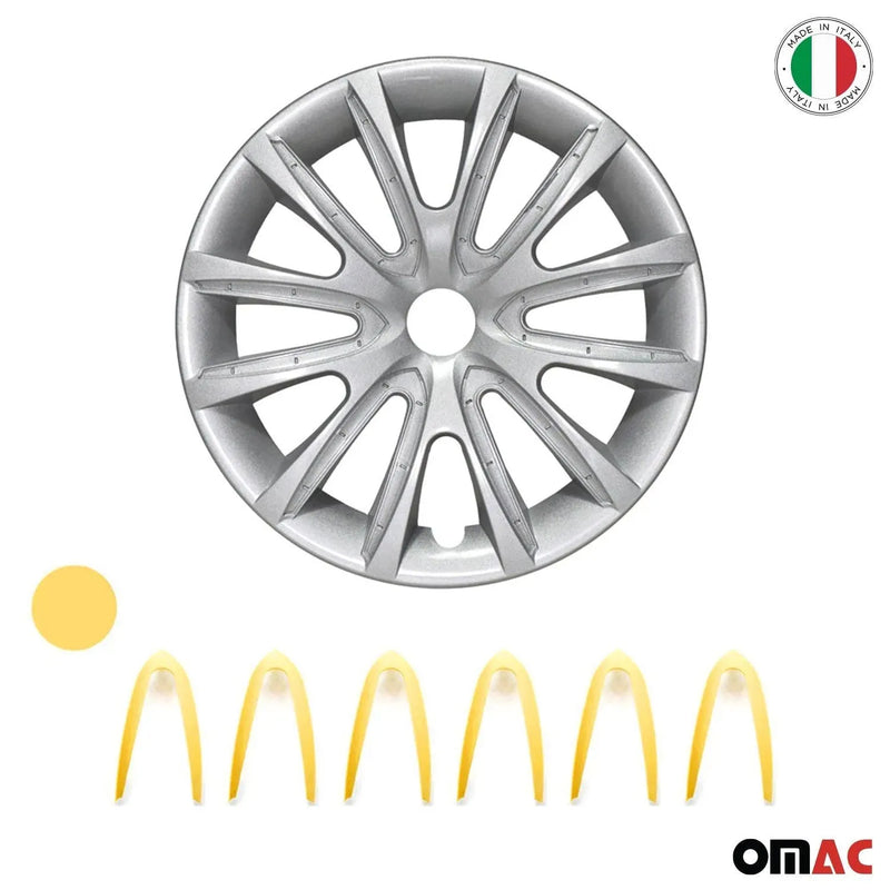 15" Wheel Covers Hubcaps for Audi Gray Yellow Gloss - OMAC USA