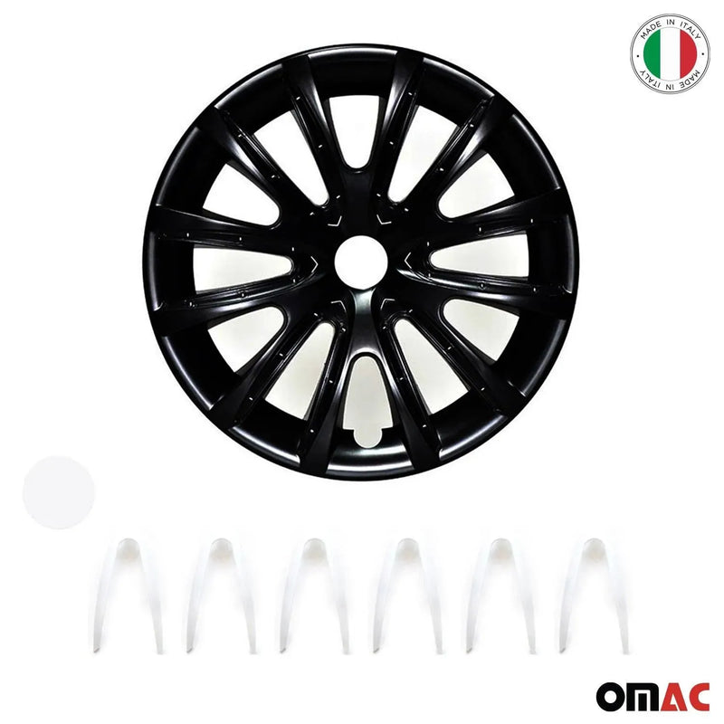 15" Wheel Covers Hubcaps for Toyota Black White Gloss - OMAC USA