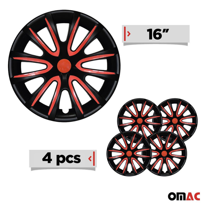 16" Wheel Covers Hubcaps for VW Tiguan Black Matt Red Matte - OMAC USA