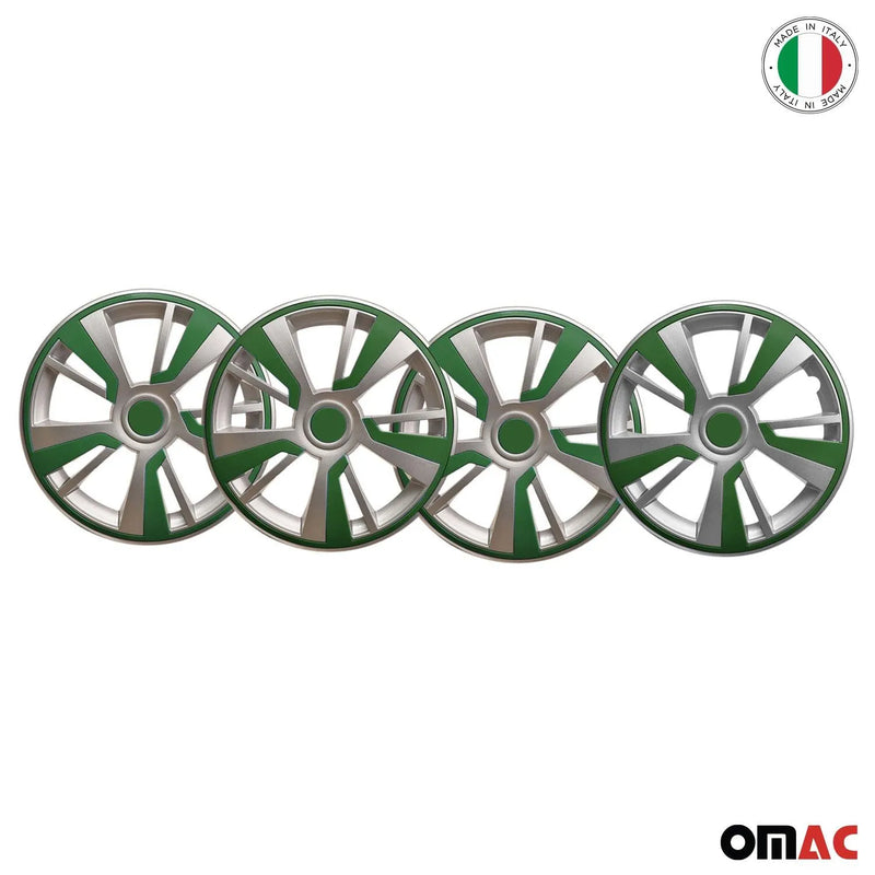 Twintone Hub Caps Wheel Cover 16" Grey & Green Insert Full Set 4 pcs.