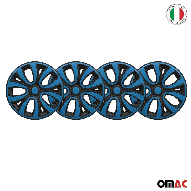 Hub Cap 16" Inch Wheel Rim Cover Matt Black with Blue Insert 4pcs Set - OMAC USA