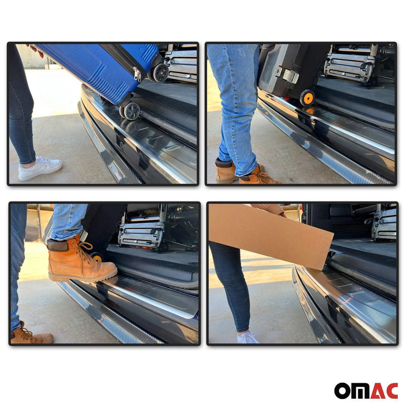 Rear Bumper Sill Cover Protector for Subaru Forester 2014-2018 Brushed Steel - OMAC USA