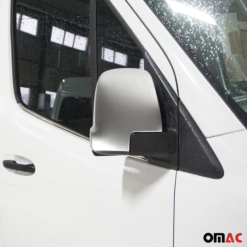 Side Mirror Cover Caps Fits Mercedes Sprinter W907 910 2019-2024 Brushed Steel - OMAC USA