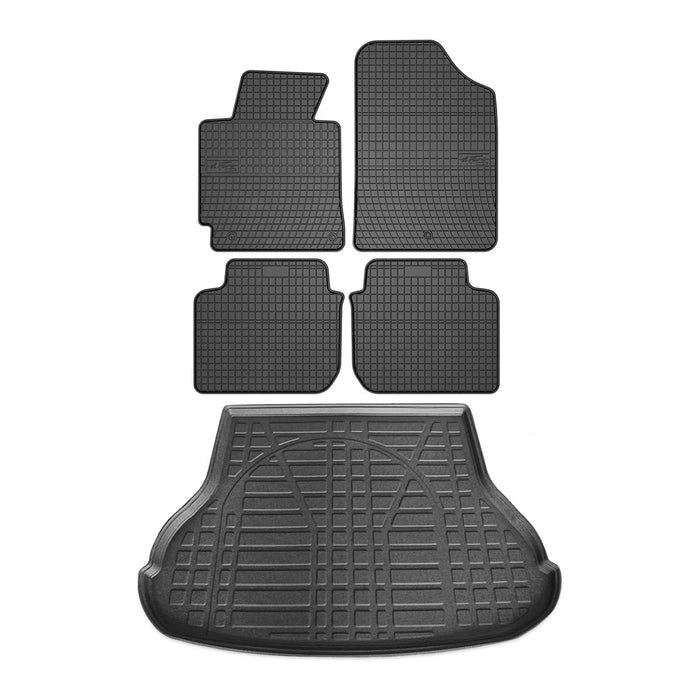 Floor Mats Cargo Liner Set for Hyundai Elantra 2011-2016 Black 5 Pcs