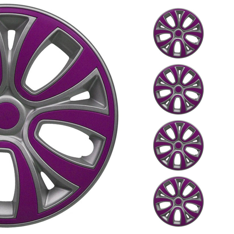 ColorFlex Hub Caps Wheel Cover 16" Gray & Violet Full Set 4 pcs.