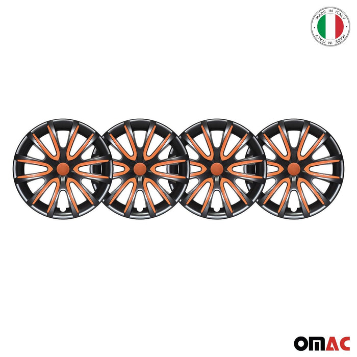 15" Wheel Covers Hubcaps for Audi Black Orange Gloss