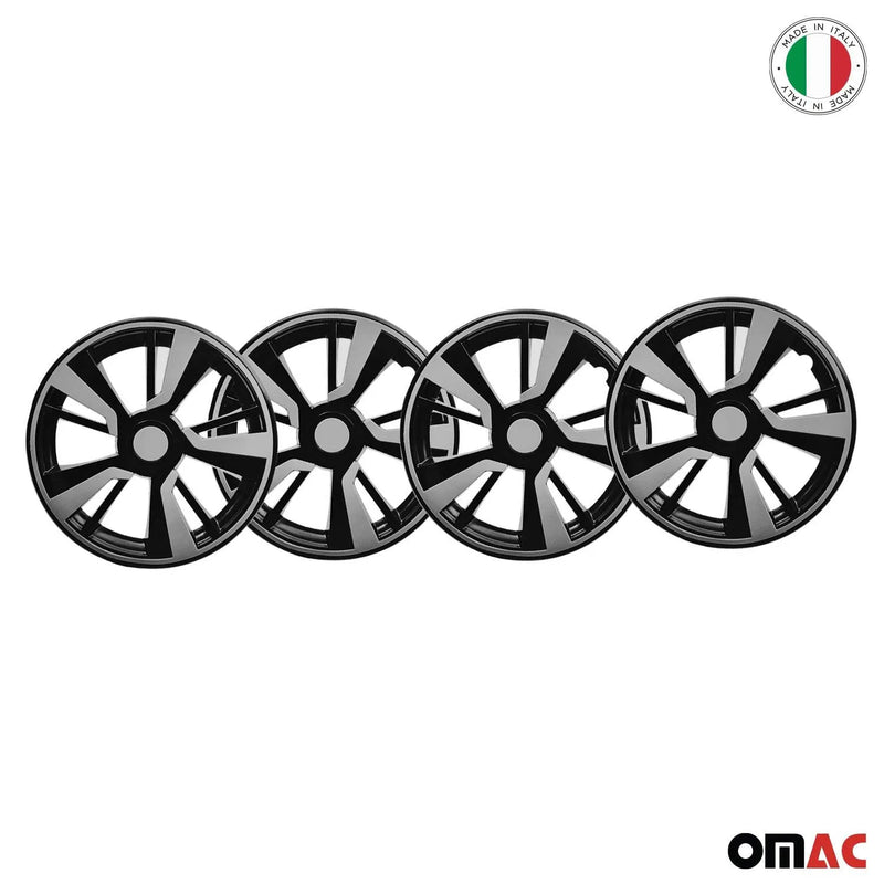 Twintone Hub Caps Wheel Cover 15" Black & Light Gray Insert Full Set 4 pcs.