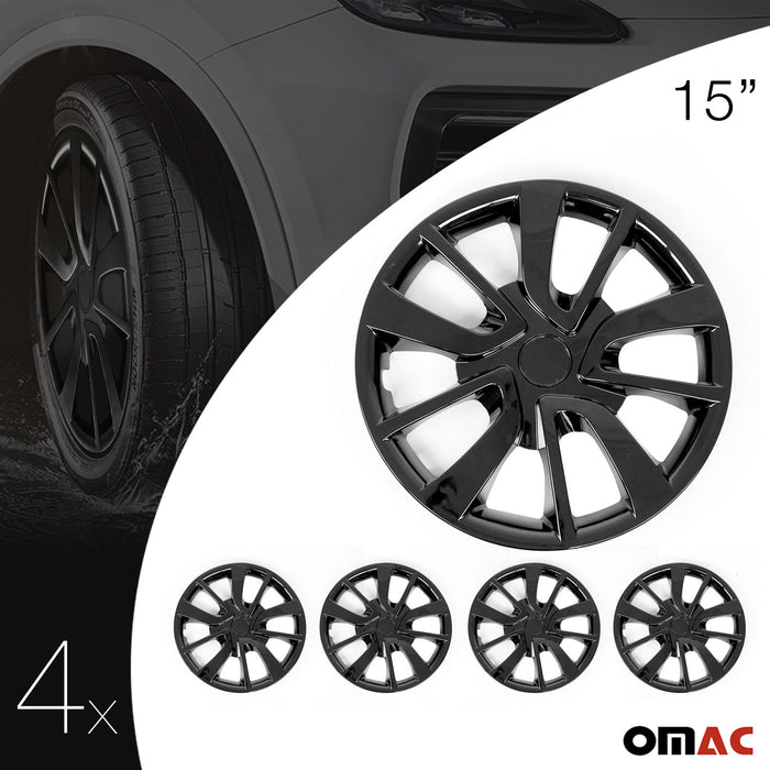 15 Inch Wheel Covers Hubcaps for Lincoln Black Gloss